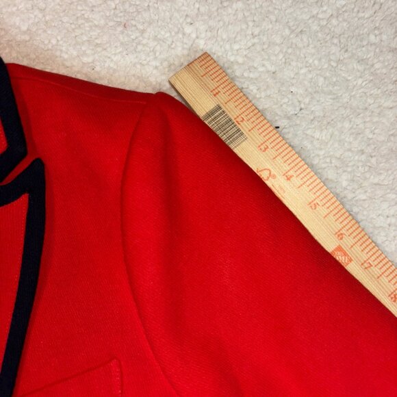 Boden Womens Red Blazer Jacket With Navy Trim Single Button Size 8R - Picture 14 of 16